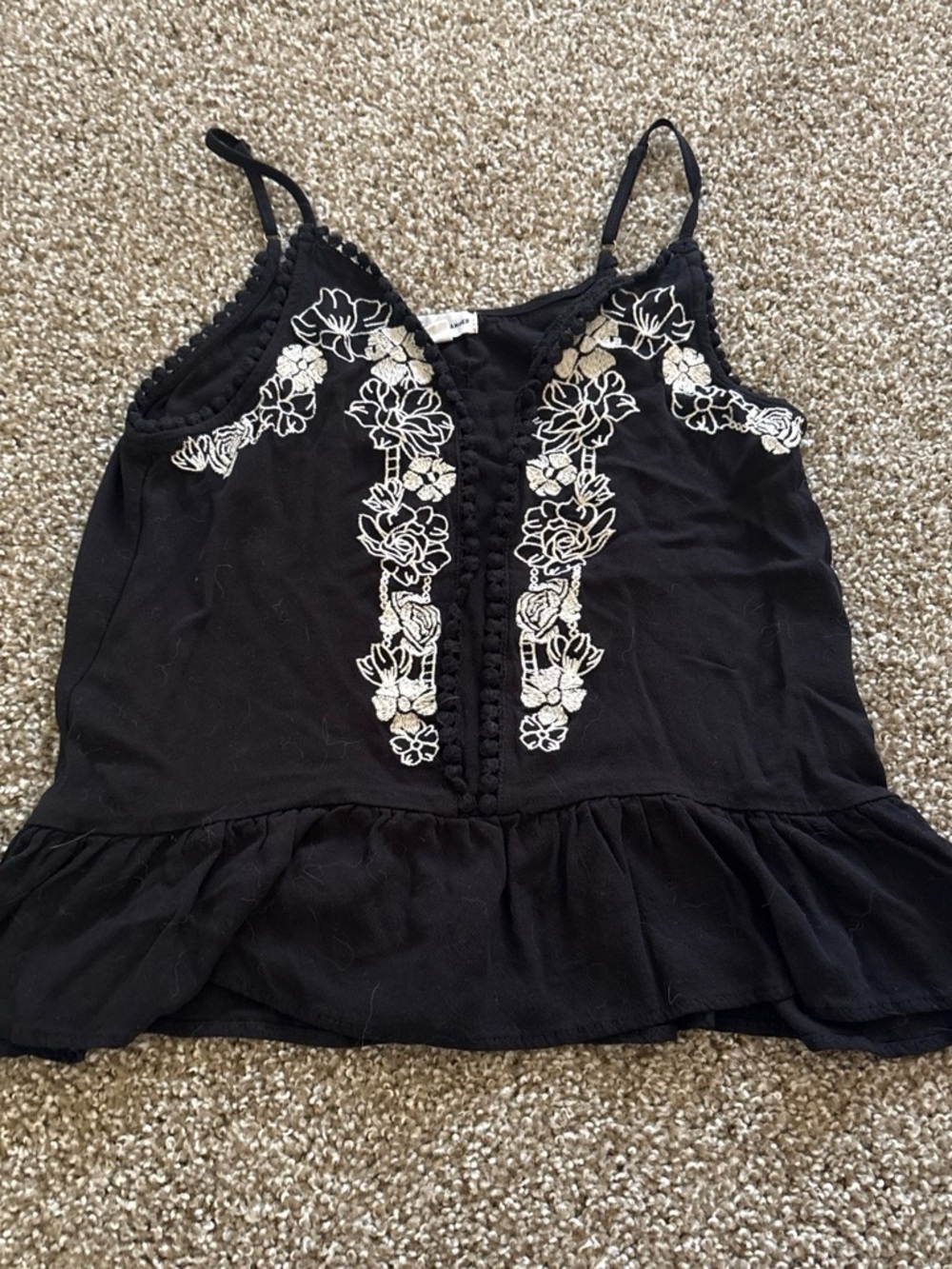 love on a hanger Black Embroidered Peplum Cami Tank